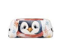 BSCKKDMN Leather Pencil Case Cute Zipper Pencil Pouch Pen Bag Multifunctional Travel Makeup Cosmetic Bag Cute Cartoon Penguin Key Pouch For Women Men Work Office