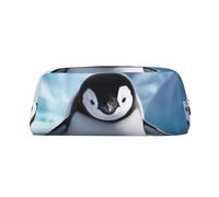 BSCKKDMN Leather Pencil Case Cute Zipper Pencil Pouch Pen Bag Multifunctional Travel Makeup Cosmetic Bag Cute Penguins Baby Taking Key Pouch For Women Men Work Office