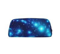 BSCKKDMN Leather Pencil Case Cute Zipper Pencil Pouch Pen Bag Multifunctional Travel Makeup Cosmetic Bag Blue Shining Stars Key Pouch For Women Men Work Office