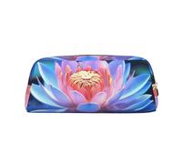BSCKKDMN Leather Pencil Case Cute Zipper Pencil Pouch Pen Bag Multifunctional Travel Makeup Cosmetic Bag Lotus Flower Key Pouch For Women Men Work Office
