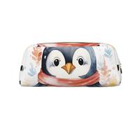 BSCKKDMN Leather Pencil Case Cute Zipper Pencil Pouch Pen Bag Multifunctional Travel Makeup Cosmetic Bag Cute Cartoon Penguin Key Pouch For Women Men Work Office