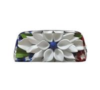 BSCKKDMN Leather Pencil Case Cute Zipper Pencil Pouch Pen Bag Multifunctional Travel Makeup Cosmetic Bag America Patriotic Flower Key Pouch For Women Men Work Office