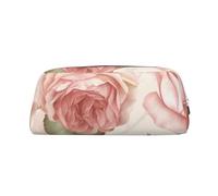 BSCKKDMN Leather Pencil Case Cute Zipper Pencil Pouch Pen Bag Multifunctional Travel Makeup Cosmetic Bag Beauty Pink Roses Key Pouch For Women Men Work Office