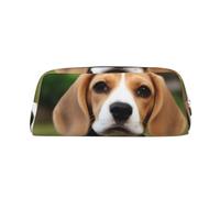 BSCKKDMN Leather Pencil Case Cute Zipper Pencil Pouch Pen Bag Multifunctional Travel Makeup Cosmetic Bag Lovely Dog beagl Key Pouch For Women Men Work Office