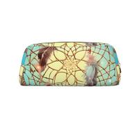 BSCKKDMN Leather Pencil Case Cute Zipper Pencil Pouch Pen Bag Multifunctional Travel Makeup Cosmetic Bag Catch Dream Net Key Pouch For Women Men Work Office