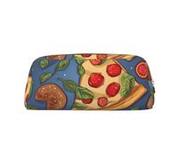 BSCKKDMN Leather Pencil Case Cute Zipper Pencil Pouch Pen Bag Multifunctional Travel Makeup Cosmetic Bag Pizza Key Pouch For Women Men Work Office