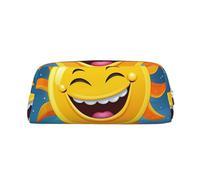 BSCKKDMN Leather Pencil Case Cute Zipper Pencil Pouch Pen Bag Multifunctional Travel Makeup Cosmetic Bag Cartoon Sun Key Pouch For Women Men Work Office