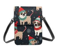 BSCKKDMN Merry Christmas Dog Small Crossbody Bags For Women Cell Phone Purse Pu Leather Wallet Bag With Shoulder Strap