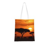 BSCKKDMN Panda Cartoon Tote Bag For Women,Canvas Shoulder Bags With Pockets Shopping Bag Cute Reusable Grocery Bags, Sunset African Savanna, One Size