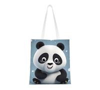BSCKKDMN Panda Cartoon Tote Bag For Women,Canvas Shoulder Bags With Pockets Shopping Bag Cute Reusable Grocery Bags, Panda Cartoon, One Size