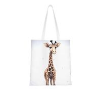 BSCKKDMN Peacock Tote Bag For Women,Canvas Shoulder Bags With Pockets Shopping Bag Cute Reusable Grocery Bags, Cute Giraffe, One Size