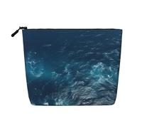 BSCKKDMN Sea Seen From The Top Makeup Bag For Women, Waterproof Linen Travel Cosmetic Case Lightweight Zipper Travel Toiletry Bag Organizer Makeup Brushes Storage Bag