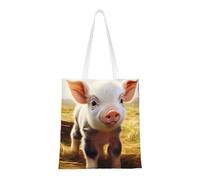 BSCKKDMN Skyscraper Buildings Tote Bag For Women,Canvas Shoulder Bags With Pockets Shopping Bag Cute Reusable Grocery Bags, Cute Farm Animal, One Size