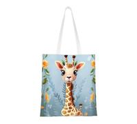 BSCKKDMN Skyscraper Buildings Tote Bag For Women,Canvas Shoulder Bags With Pockets Shopping Bag Cute Reusable Grocery Bags, Cute Giraffe Flowers, One Size