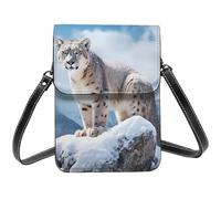 BSCKKDMN Snow Leopard Mountain Small Crossbody Bags For Women Cell Phone Purse Pu Leather Wallet Bag With Shoulder Strap