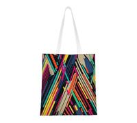 BSCKKDMN Tiger Lying On Wood Tote Bag For Women,Canvas Shoulder Bags With Pockets Shopping Bag Cute Reusable Grocery Bags, Striped Abstract Colorful, One Size