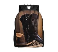 BSCKKDMN Travel Laptop Backpack For Women Men,Waterproof Lightweight Cute Backpack Cowboy Black Hat Western Boots Casual Daypack