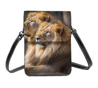 BSCKKDMN Two Lions Small Crossbody Bags For Women Cell Phone Purse Pu Leather Wallet Bag With Shoulder Strap