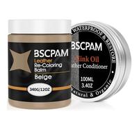 BSCPAM 12oz Leather Recoloring Balm with 3.4oz Leather Conditioner,Beige Leather Sofa Scratch/Stain Remover,Leather Repair kit for Furniture and Car Interior,Leather Dye Paint,Leather Color Restorer