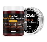 BSCPAM 12oz Leather Recoloring Balm with 3.4oz Leather Conditioner,Maroon Leather Sofa Scratch/Stain Remover,Leather Repair kit for Furniture and Car Interior,Leather Dye Paint,Leather Color Restorer