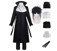 BSD Dazai Osamu Cosplay Costume Nakahara Chuuya/Yosano Akiko Cosplay Outfit, Anime Nakajima Atsushi Detective Uniform Pant or Shirt Skirt Full Set with Wig Halloween Dress Up Suit for Women Men