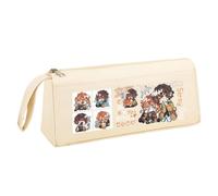 BSD Dazai Osamu Pencil Case Anime Nakahara Chuuya Pencil Case with Portable Handle, Black White Triangular In Three Dimensions Pen Bag Large Capacity Pencil Pouch Stationery for Teen Student