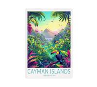 BSDFDFAA Cayman Islands Travel Poster, Caribbean Sea Print Canvas Poster Wall Art Decor Print Picture Paintings for Living Room Bedroom Decoration 24x36inch(60x90cm)