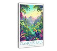 BSDFDFAA Cayman Islands Travel Poster, Caribbean Sea Print Canvas Poster Wall Art Decor Print Picture Paintings for Living Room Bedroom Decoration 24x36inch(60x90cm)