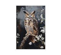 BSDFDFAA Majestic Great Horned Owl Canvas Wall Art Canvas Poster Wall Art Decor Print Picture Paintings for Living Room Bedroom Decoration 12x18inch(30x45cm)
