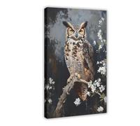 BSDFDFAA Majestic Great Horned Owl Canvas Wall Art Canvas Poster Wall Art Decor Print Picture Paintings for Living Room Bedroom Decoration 08x12inch(20x30cm)