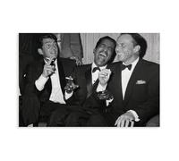 BSDFDFAA The Rat Pack Print Dean Martin, Sammy Davis, Frank Sinatra Black And White Wall Art Canvas Poster Wall Art Decor Print Picture Paintings for Living Room Bedroom Decoration 12x18inch(30x45cm)