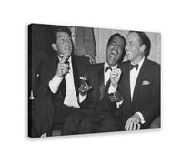 BSDFDFAA The Rat Pack Print Dean Martin, Sammy Davis, Frank Sinatra Black And White Wall Art Canvas Poster Bedroom Decor Landscape Office Room Decor Gift 12x18inch(30x45cm)