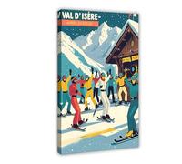 BSDFDFAA Val D’Isère Ski Poster , Après-Ski Decor Canvas Poster Wall Art Decor Print Picture Paintings for Living Room Bedroom Decoration 12x18inch(30x45cm)