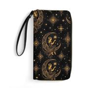 BSDFGSDD Sacral Night Women on Moon Leather Wallet 7.8 X 4.1 X 1.4 Inches | Portable Zipper Large Capacity Credit Card Holder Wallets With Rope For Women For Everyday Use Travel