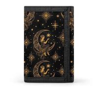 BSDFGSDD Sacral Night Women on Moon Trifold Wallet | Portable Zipper Three Folds Wallet With Keychain Slim Money Clip Credit Card Holder For Men And Women
