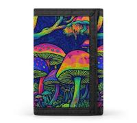 BSDFGSDD Trippy Mushrooms World Arts Trifold Wallet | Portable Zipper Three Folds Wallet With Keychain Slim Money Clip Credit Card Holder For Men And Women