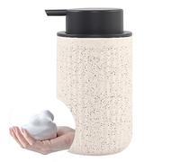 BSDISP Foaming Soap Dispenser - Ceramic Foam Hand Dish Liquid Soap Dispenser for Bathroom, 12 oz refillable Lotion Soap Dispenser with Grey Pump, Modern Bathroom Decor, Beige