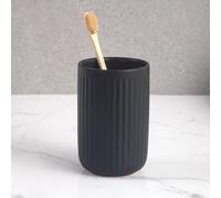 BSDISP Matte Black Ceramic Toothbrush Holder - High Capacity, Multi-purpose, Freestanding - Black