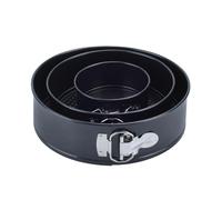 BSDLZCH 3pcs Round Cake Mold with Lock Bottom Baking Tray, Cake Mold Set qifeng Cake Baking Tray (Black)