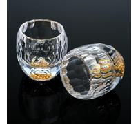 BSDLZCH Crystal Shot Glasses Set of 2, 60ml Reusable Gold Glass with Heavy Base, Decorated with 24K Gold Leaf Flakes, Ideal for Vodka, Alcohol, Tequila, Sake, Whiskey
