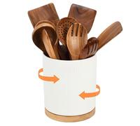 BSDLZCH Kitchen Utensils Holder Large Ceramic Rotating Utensil Jar - 15x20cm Countertop Organizer for Kitchen Cooking Utensils Set, Cutlery Caddy, Spoons & Spatulas