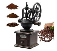 BSDLZCH Manual Coffee Grinder Vintage Style Small Wooden Coffee Bean Grinder Roller Grain Mill Hand Crank for French Press, aeropress, Espresso, Moka pots(Brown)
