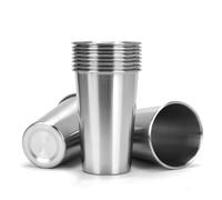 BSDLZCH Stainless Steel Cup Metal Drinking Glasses, 10 PCS Reusable Water Cups Portable Drinkware Set for Home, Restaurants, Travel, Camping(16oz/450ml)
