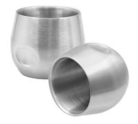 BSDLZCH Stainless Steel Espresso Cups 2pcs Set, 200ml Double Wall Insulated Unbreakable Stemless Tumbler Small Cup for Outdoor Events Picnics Party (Silver)