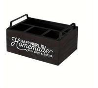 BSDLZCH Wooden Kitchen Utensil Holder with 4 Compartments, Coffee Rack Storage Basket with Handle for Kitchen Counter and Coffee Bar, Efficient Utensil Organiser and Storage of Cooking Tools