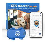 Bseah 4G GPS Pet Tracker, Smart Location Device with Waterproof Design, Activity Monitoring, Real-time Tracking, Bluetooth Finder, Blue and White