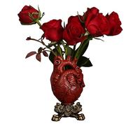 Bsearty Creative Heart Vase,Resin Heart vase Flower Pot ，Anatomical Heart Shaped Decoration for Bedroom, Living Room, Lobby, Gothic Desktop，5.12 * 8.27inches， Blood red Gold Base