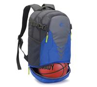 Bseash 35L Basketball Backpack Large Sports Bag with Separate Ball compartment, for Basketball Soccer Volleyball Swim Gym Travel (Blue)
