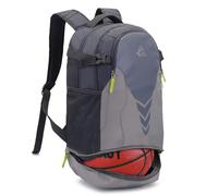 Bseash 35L Basketball Backpack Large Sports Bag with Separate Ball compartment, for Basketball Soccer Volleyball Swim Gym Travel (Light Gray)