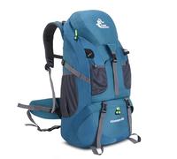 Bseash 50L Hiking Backpack, Water Resistant Lightweight Outdoor Sport Daypack Travel Bag for Camping Climbing Touring (Blue Green - With Shoe Compartment)